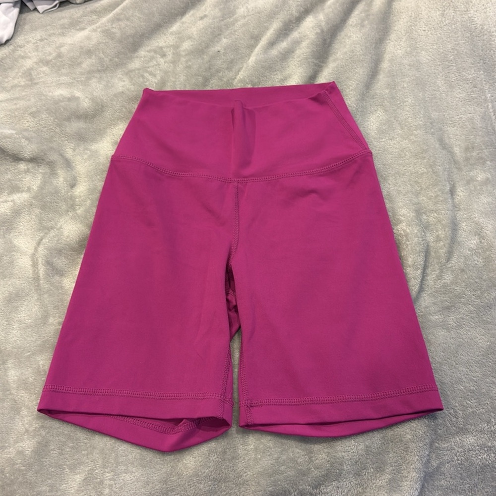 Yogalicious long biker workout shorts in magenta